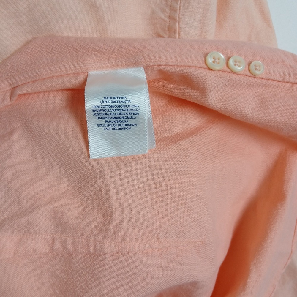 Ralph Lauren Custom Fit Button Down Shirt Youth L Peach Cotton Long Sleeve - Picture 5 of 10